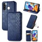 For Samsung Galaxy A21 (EU Version) Cubic Grid Pressed Horizontal Flip Magnetic Leather Case with Holder & Card Slots & Wallet(Blue) - 1