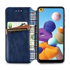 For Samsung Galaxy A21 (EU Version) Cubic Grid Pressed Horizontal Flip Magnetic Leather Case with Holder & Card Slots & Wallet(Blue) - 3