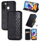 For Samsung Galaxy A21 (EU Version) Cubic Grid Pressed Horizontal Flip Magnetic Leather Case with Holder & Card Slots & Wallet(Black) - 1