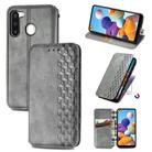 For Samsung Galaxy A21 (EU Version) Cubic Grid Pressed Horizontal Flip Magnetic Leather Case with Holder & Card Slots & Wallet(Gray) - 1