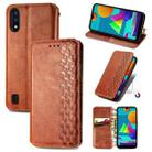 For Samsung Galaxy M01 Cubic Grid Pressed Horizontal Flip Magnetic Leather Case with Holder & Card Slots & Wallet(Brown) - 1