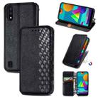 For Samsung Galaxy M01 Cubic Grid Pressed Horizontal Flip Magnetic Leather Case with Holder & Card Slots & Wallet(Black) - 1