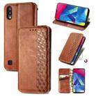 For Samsung Galaxy M10 Cubic Grid Pressed Horizontal Flip Magnetic Leather Case with Holder & Card Slots & Wallet(Brown) - 1