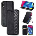 For Samsung Galaxy M10 Cubic Grid Pressed Horizontal Flip Magnetic Leather Case with Holder & Card Slots & Wallet(Black) - 1
