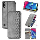 For Samsung Galaxy M10 Cubic Grid Pressed Horizontal Flip Magnetic Leather Case with Holder & Card Slots & Wallet(Gray) - 1
