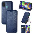 For Samsung Galaxy M21/M30s Cubic Grid Pressed Horizontal Flip Magnetic Leather Case with Holder & Card Slots & Wallet(Blue) - 1