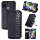 For Samsung Galaxy M21/M30s Cubic Grid Pressed Horizontal Flip Magnetic Leather Case with Holder & Card Slots & Wallet(Black) - 1