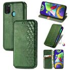 For Samsung Galaxy M21/M30s Cubic Grid Pressed Horizontal Flip Magnetic Leather Case with Holder & Card Slots & Wallet(Green) - 1