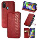 For Samsung Galaxy M21/M30s Cubic Grid Pressed Horizontal Flip Magnetic Leather Case with Holder & Card Slots & Wallet(Red) - 1