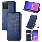 For Galaxy M80S/A91/S10 Lite Cubic Grid Pressed Horizontal Flip Magnetic Leather Case with Holder & Card Slots & Wallet(Blue) - 1