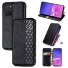 For Galaxy M80S/A91/S10 Lite Cubic Grid Pressed Horizontal Flip Magnetic Leather Case with Holder & Card Slots & Wallet(Black) - 1