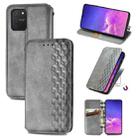 For Galaxy M80S/A91/S10 Lite Cubic Grid Pressed Horizontal Flip Magnetic Leather Case with Holder & Card Slots & Wallet(Gray) - 1