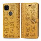 For Google Pixel 4A Cute Cat and Dog Embossed Horizontal Flip Leather Case with Bracket / Card Slot / Wallet / Lanyard(Yellow) - 2