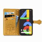 For Google Pixel 4A Cute Cat and Dog Embossed Horizontal Flip Leather Case with Bracket / Card Slot / Wallet / Lanyard(Yellow) - 3