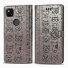 For Google Pixel 4A Cute Cat and Dog Embossed Horizontal Flip Leather Case with Bracket / Card Slot / Wallet / Lanyard(Gray) - 2