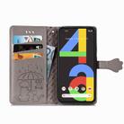 For Google Pixel 4A Cute Cat and Dog Embossed Horizontal Flip Leather Case with Bracket / Card Slot / Wallet / Lanyard(Gray) - 3