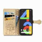 For Google Pixel 4A Cute Cat and Dog Embossed Horizontal Flip Leather Case with Bracket / Card Slot / Wallet / Lanyard(Gold) - 2