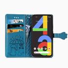 For Google Pixel 4A Cute Cat and Dog Embossed Horizontal Flip Leather Case with Bracket / Card Slot / Wallet / Lanyard(Blue) - 3