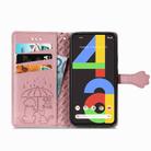 For Google Pixel 4A Cute Cat and Dog Embossed Horizontal Flip Leather Case with Bracket / Card Slot / Wallet / Lanyard(Rose Gold) - 3