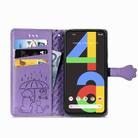 For Google Pixel 4A Cute Cat and Dog Embossed Horizontal Flip Leather Case with Bracket / Card Slot / Wallet / Lanyard(Purple) - 3