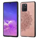 For Samsung Galaxy M80s / A91 / S10 Lite Mandala Embossed Cloth + PC + TPU Mobile Phone Case with Magnetic Function & Hand Strap(Rose Gold) - 1