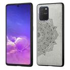 For Samsung Galaxy M80s / A91 / S10 Lite Mandala Embossed Cloth + PC + TPU Mobile Phone Case with Magnetic Function & Hand Strap(Gray) - 1