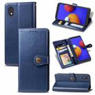 For Samsung Galaxy A01 Core Retro Solid Color Leather Buckle Phone Case with Lanyard & Photo Frame & Card Slot & Wallet & Stand Function(Blue) - 1