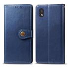 For Samsung Galaxy A01 Core Retro Solid Color Leather Buckle Phone Case with Lanyard & Photo Frame & Card Slot & Wallet & Stand Function(Blue) - 2
