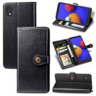 For Samsung Galaxy A01 Core Retro Solid Color Leather Buckle Phone Case with Lanyard & Photo Frame & Card Slot & Wallet & Stand Function(Black) - 1