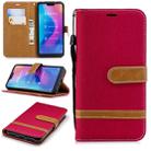 Color Matching Denim TextureColor Matching Denim Texture Leather Case for Xiaomi Redmi 6 Pro, with Holder & Card Slots & Wallet & Lanyard(Red) - 1