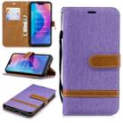 Color Matching Denim Texture Leather Case for Xiaomi Redmi 6 Pro, with Holder & Card Slots & Wallet & Lanyard(Purple) - 1