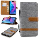 Color Matching Denim Texture Leather Case for Xiaomi Redmi 6 Pro, with Holder & Card Slots & Wallet & Lanyard(Gray) - 1