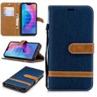 Color Matching Denim Texture Leather Case for Xiaomi Redmi 6 Pro, with Holder & Card Slots & Wallet & Lanyard(Dark Blue) - 1