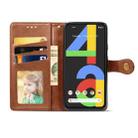For Google Pixel 4A Retro Solid Color Leather Buckle Phone Case with Lanyard & Photo Frame & Card Slot & Wallet & Stand Function(Brown) - 3