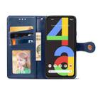 For Google Pixel 4A Retro Solid Color Leather Buckle Phone Case with Lanyard & Photo Frame & Card Slot & Wallet & Stand Function(Blue) - 4