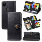 For Google Pixel 4A Retro Solid Color Leather Buckle Phone Case with Lanyard & Photo Frame & Card Slot & Wallet & Stand Function(Black) - 1