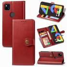 For Google Pixel 4A Retro Solid Color Leather Buckle Phone Case with Lanyard & Photo Frame & Card Slot & Wallet & Stand Function(Red) - 1