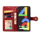 For Google Pixel 4A Retro Solid Color Leather Buckle Phone Case with Lanyard & Photo Frame & Card Slot & Wallet & Stand Function(Red) - 4