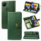 For Google Pixel 4A Retro Solid Color Leather Buckle Phone Case with Lanyard & Photo Frame & Card Slot & Wallet & Stand Function(Green) - 1