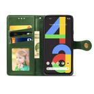 For Google Pixel 4A Retro Solid Color Leather Buckle Phone Case with Lanyard & Photo Frame & Card Slot & Wallet & Stand Function(Green) - 4