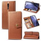 For OPPO Reno Z Retro Solid Color Leather Buckle Phone Case with Lanyard & Photo Frame & Card Slot & Wallet & Stand Function(Brown) - 1