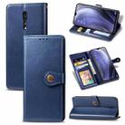 For OPPO Reno Z Retro Solid Color Leather Buckle Phone Case with Lanyard & Photo Frame & Card Slot & Wallet & Stand Function(Blue) - 1