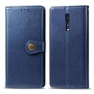 For OPPO Reno Z Retro Solid Color Leather Buckle Phone Case with Lanyard & Photo Frame & Card Slot & Wallet & Stand Function(Blue) - 2