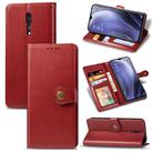 For OPPO Reno Z Retro Solid Color Leather Buckle Phone Case with Lanyard & Photo Frame & Card Slot & Wallet & Stand Function(Red) - 1