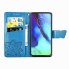 For Motorola G Pro Butterfly Love Flower Embossed Horizontal Flip Leather Case with Bracket / Card Slot / Wallet / Lanyard(Blue) - 3