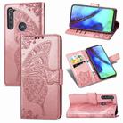 For Motorola G Pro Butterfly Love Flower Embossed Horizontal Flip Leather Case with Bracket / Card Slot / Wallet / Lanyard(Rose Gold) - 1