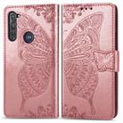 For Motorola G Pro Butterfly Love Flower Embossed Horizontal Flip Leather Case with Bracket / Card Slot / Wallet / Lanyard(Rose Gold) - 2