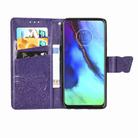 For Motorola G Pro Butterfly Love Flower Embossed Horizontal Flip Leather Case with Bracket / Card Slot / Wallet / Lanyard(Dark Purple) - 3