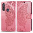 For Motorola G Pro Butterfly Love Flower Embossed Horizontal Flip Leather Case with Bracket / Card Slot / Wallet / Lanyard(Pink) - 2