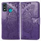 For Huawei Honor 9X Lite Butterfly Love Flower Embossed Horizontal Flip Leather Case with Bracket / Card Slot / Wallet / Lanyard(Dark Purple) - 2